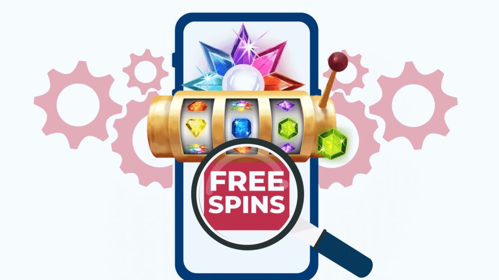 Mobile slot machine displaying free spins