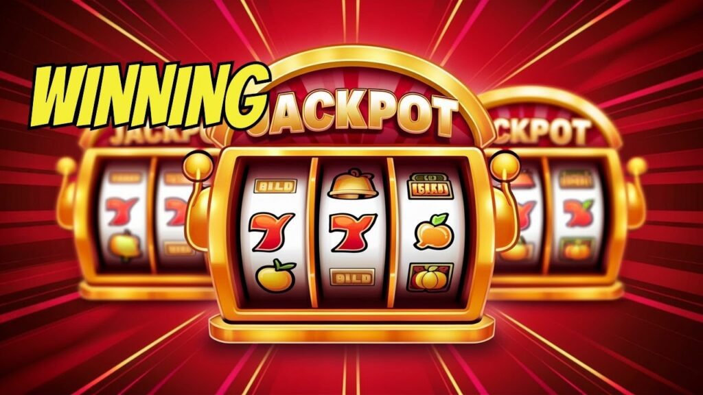 Winning jackpot slot machine with three sevens